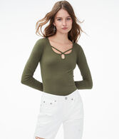 Long Sleeve Seriously Soft Strappy Keyhole Bodycon Top