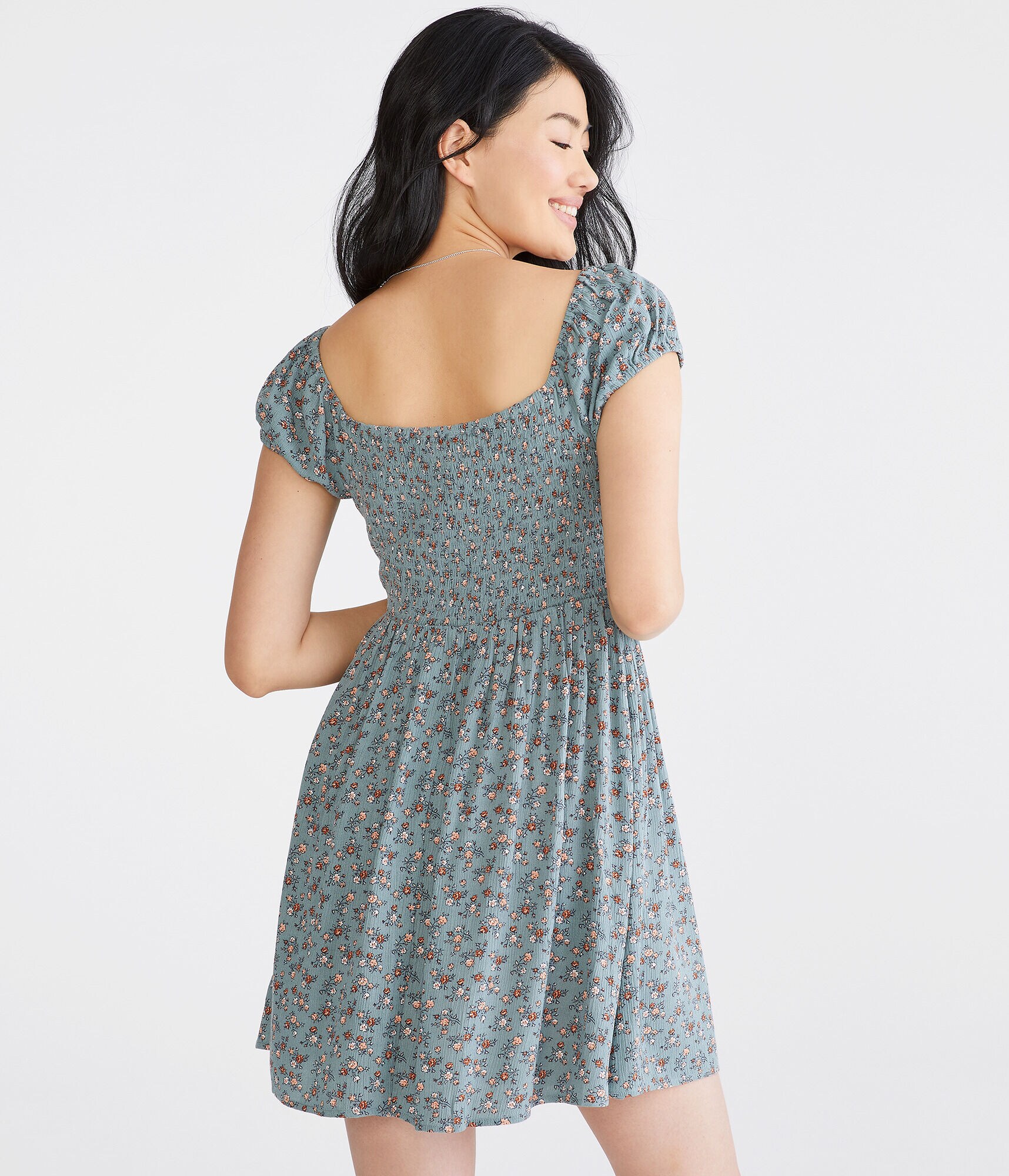 Floral Scoop-Neck Bustier Fit &amp; Flare Dress