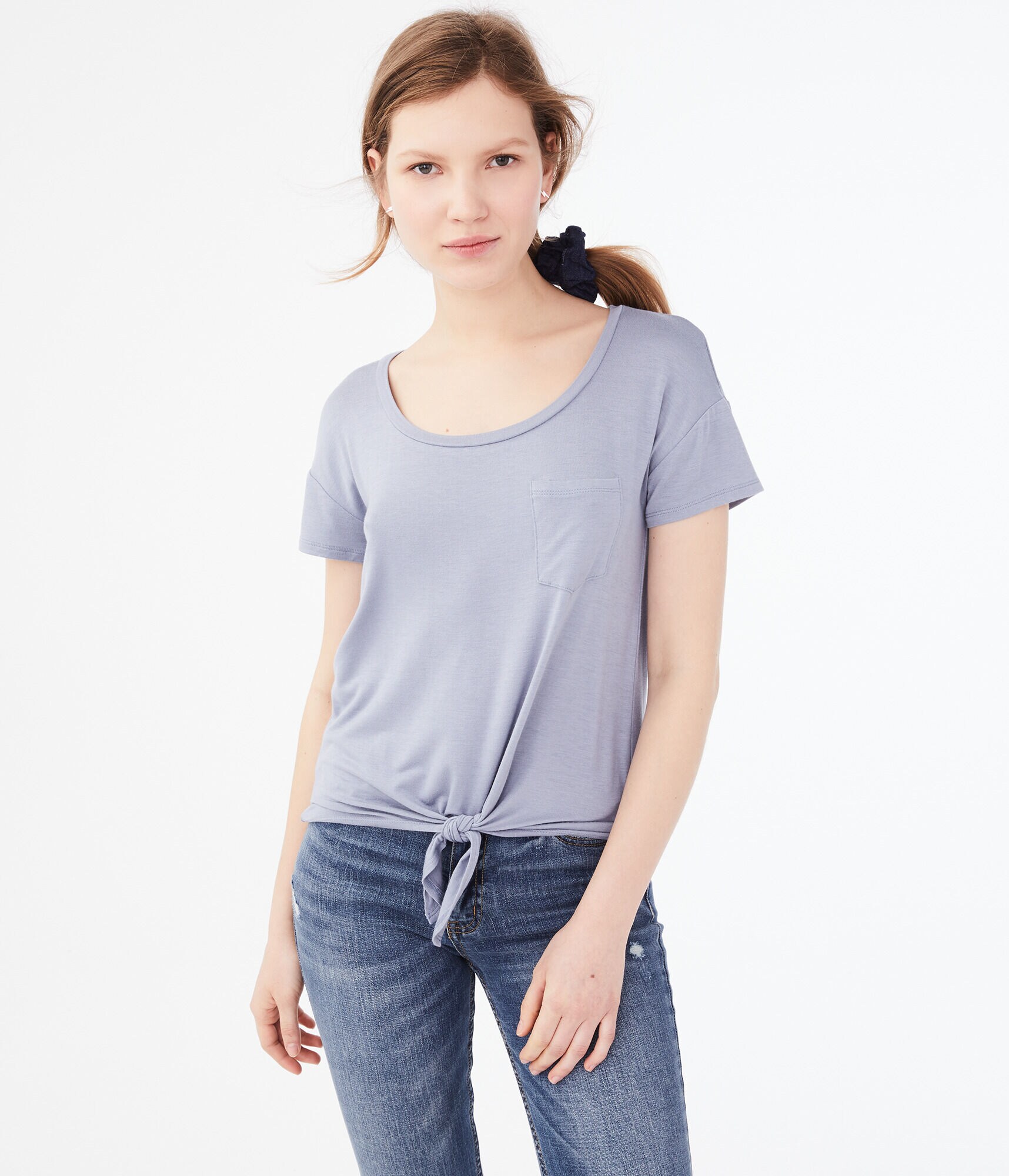 Seriously Soft Tie-Front Pocket Tee***
