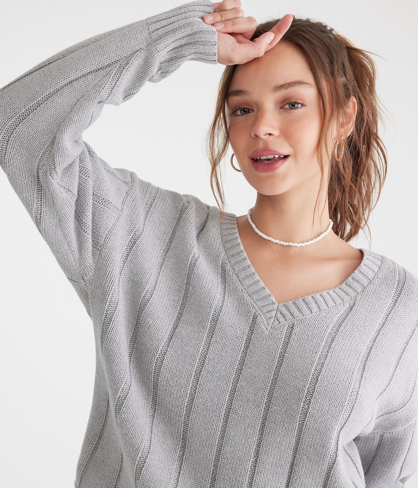 Ribbed V-Neck Sweater