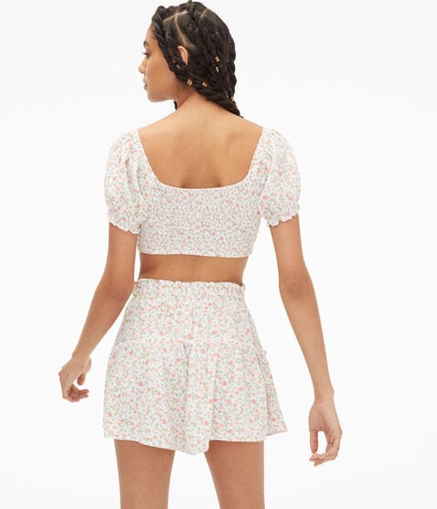 Floral Puff Sleeve Crop Top Floral Puff Sleeve Crop Top