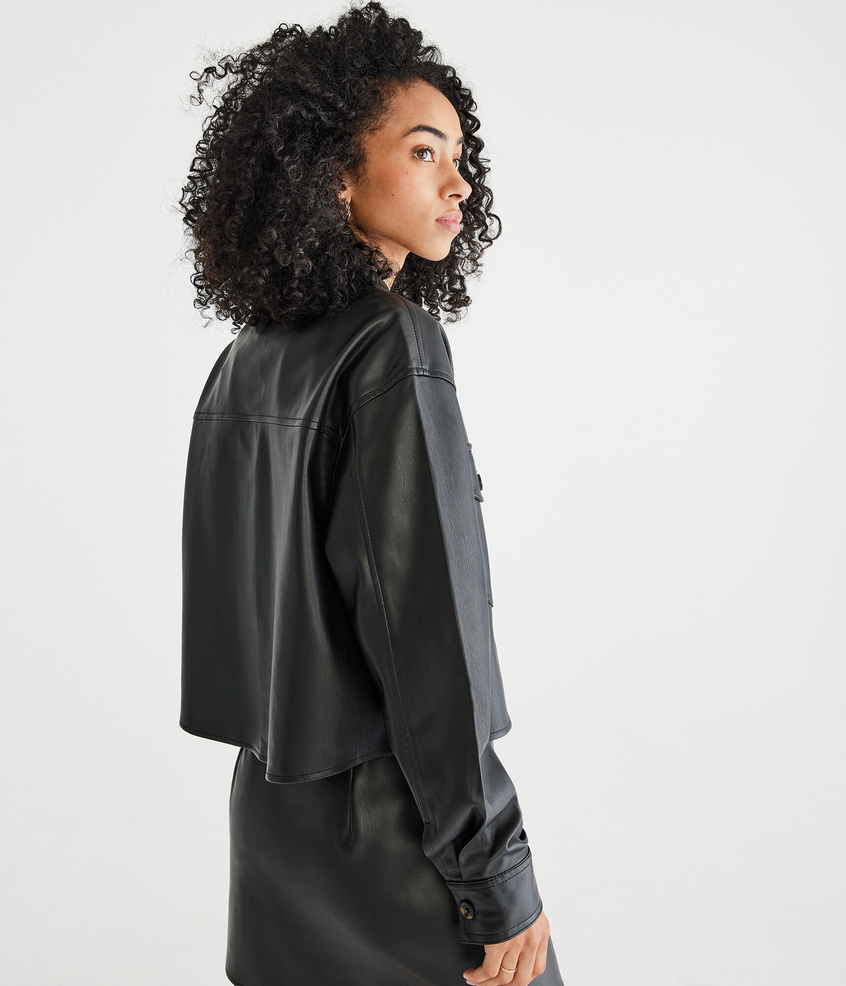 Faux Leather Shacket