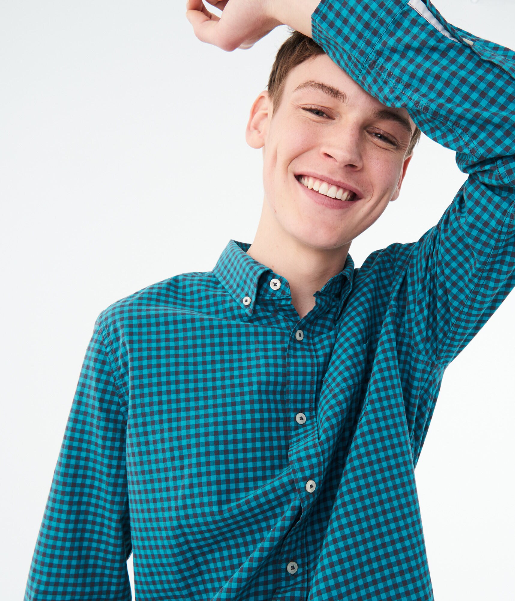 Long Sleeve Gingham Woven Shirt