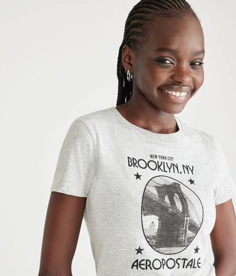 Aeropostale Brooklyn Bridge Glitter Graphic Tee Aeropostale Brooklyn Bridge Glitter Graphic Tee