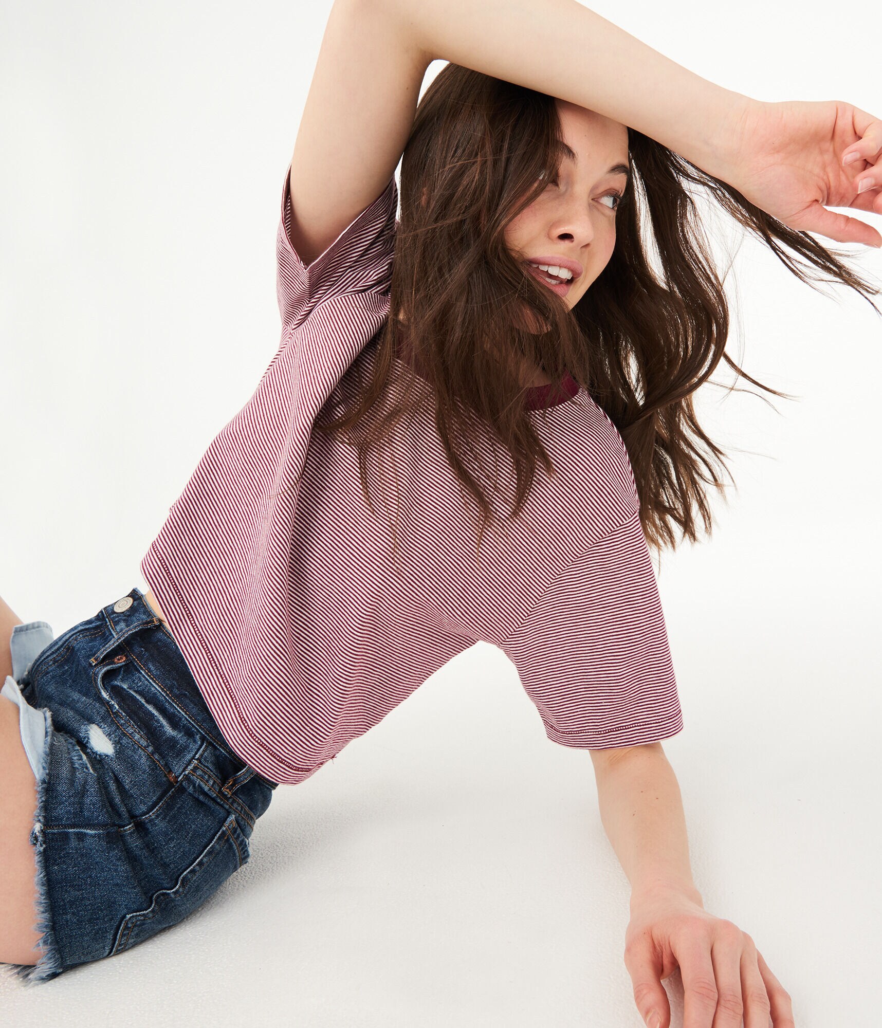 Striped Boyfriend Crop Tee