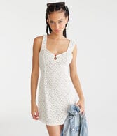 Floral Lace V-Neck Fit & Flare Dress