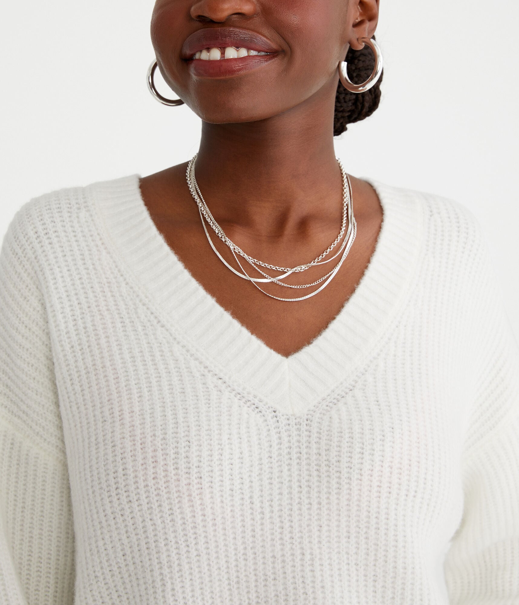 Shaker Knit V-Neck Sweater