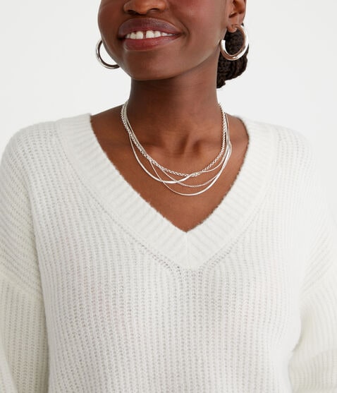 Shaker Knit V-Neck Sweater