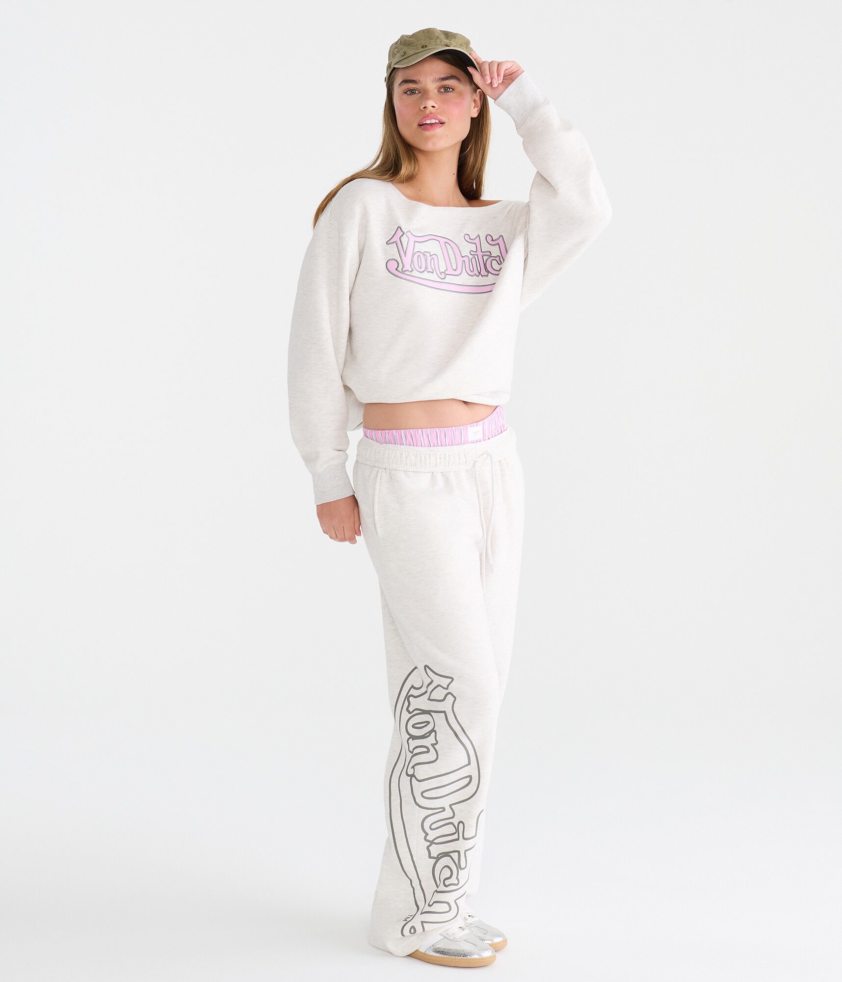Von Dutch Large Logo Mid-Rise Straight Leg Sweatpants
