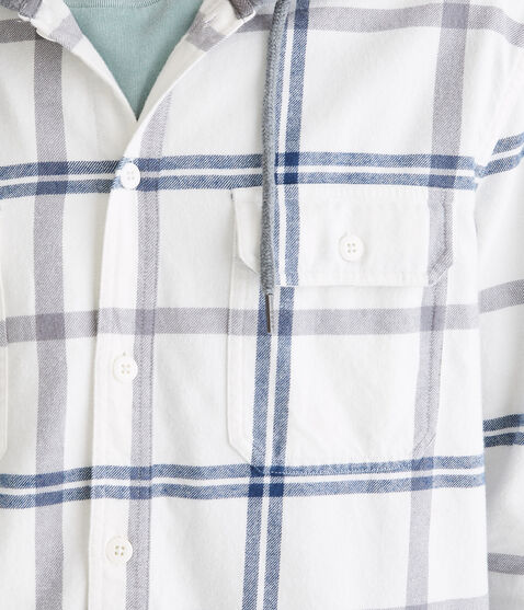 Long Sleeve Hooded Plaid Flannel Shirt Long Sleeve Hooded Plaid Flannel Shirt