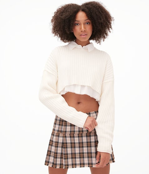 Ribbed Cropped Crew Sweater Ribbed Cropped Crew Sweater