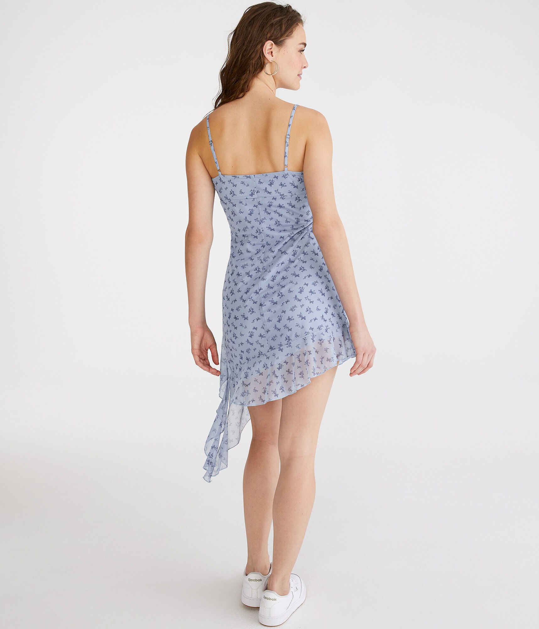 Floral Butterfly Square-Neck Asymmetrical Bodycon Dress