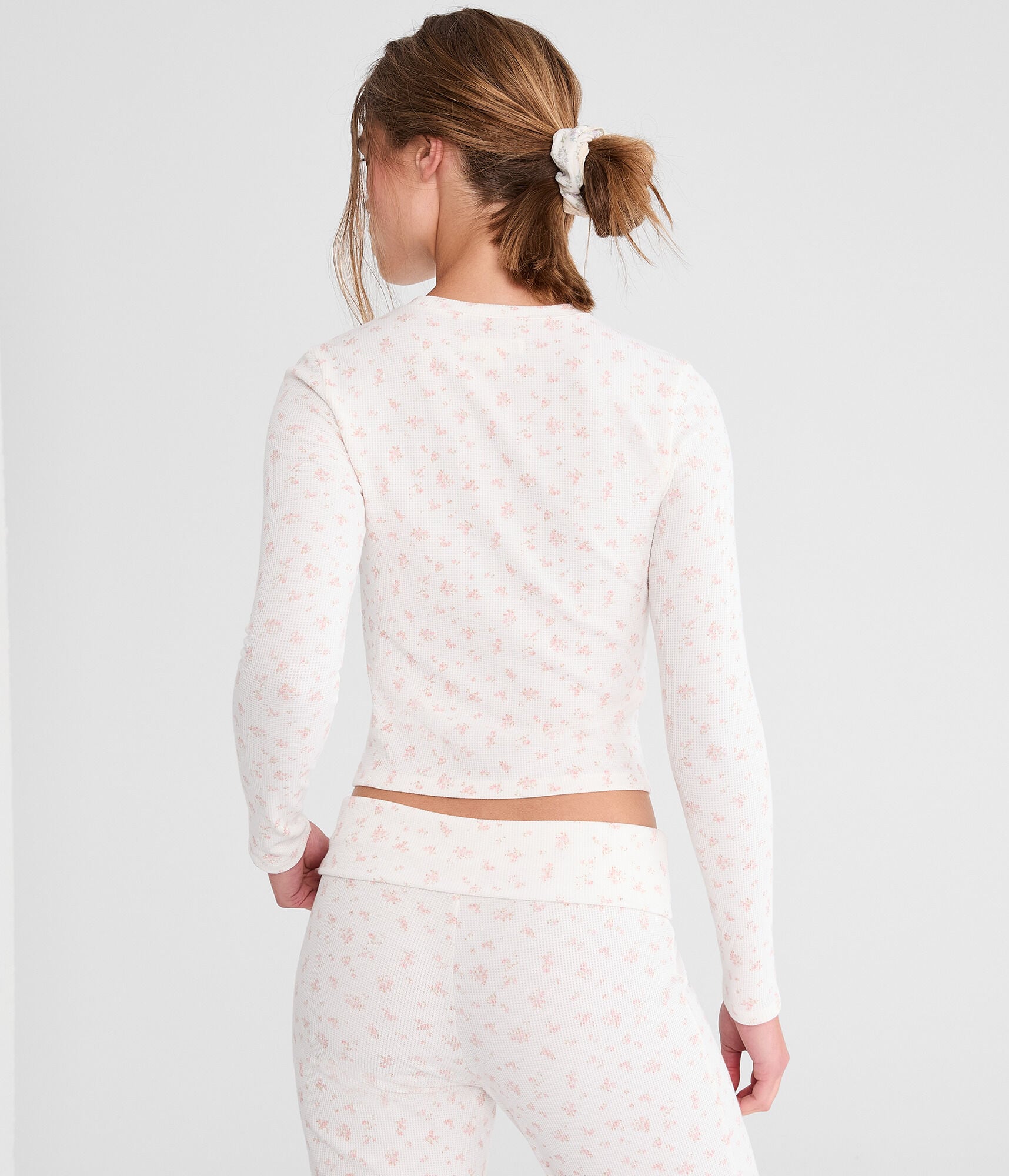 Long Sleeve Floral Waffle Sleep Tee