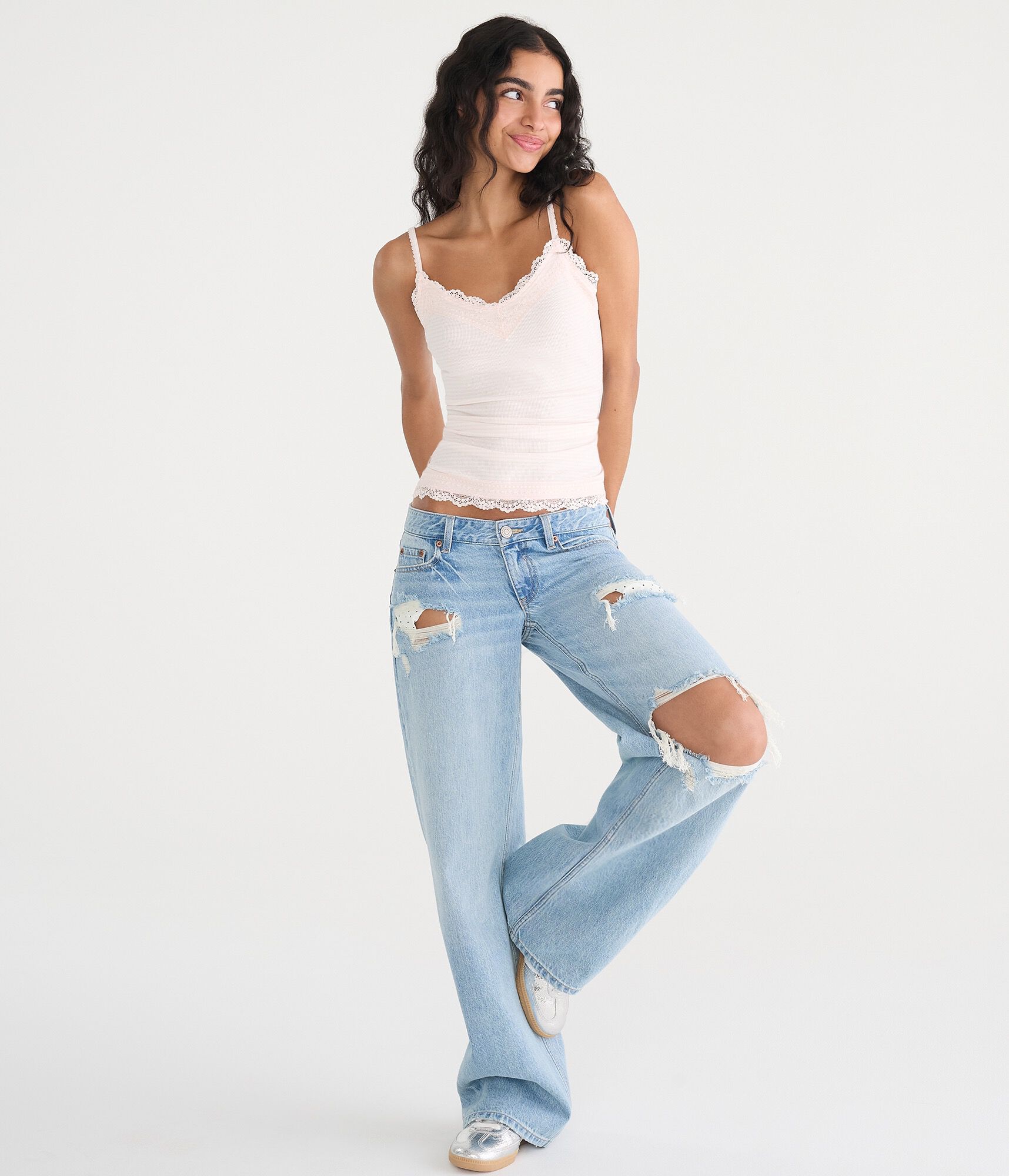 Striped Y2K Lace Scoop-Neck Cami