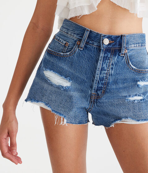 Premium Air Mid-Rise Slouchy Boyfriend Denim Shorts