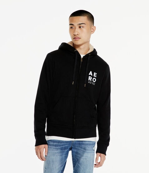 Aero New York Sherpa-Lined Full-Zip Hoodie Aero New York Sherpa-Lined Full-Zip Hoodie