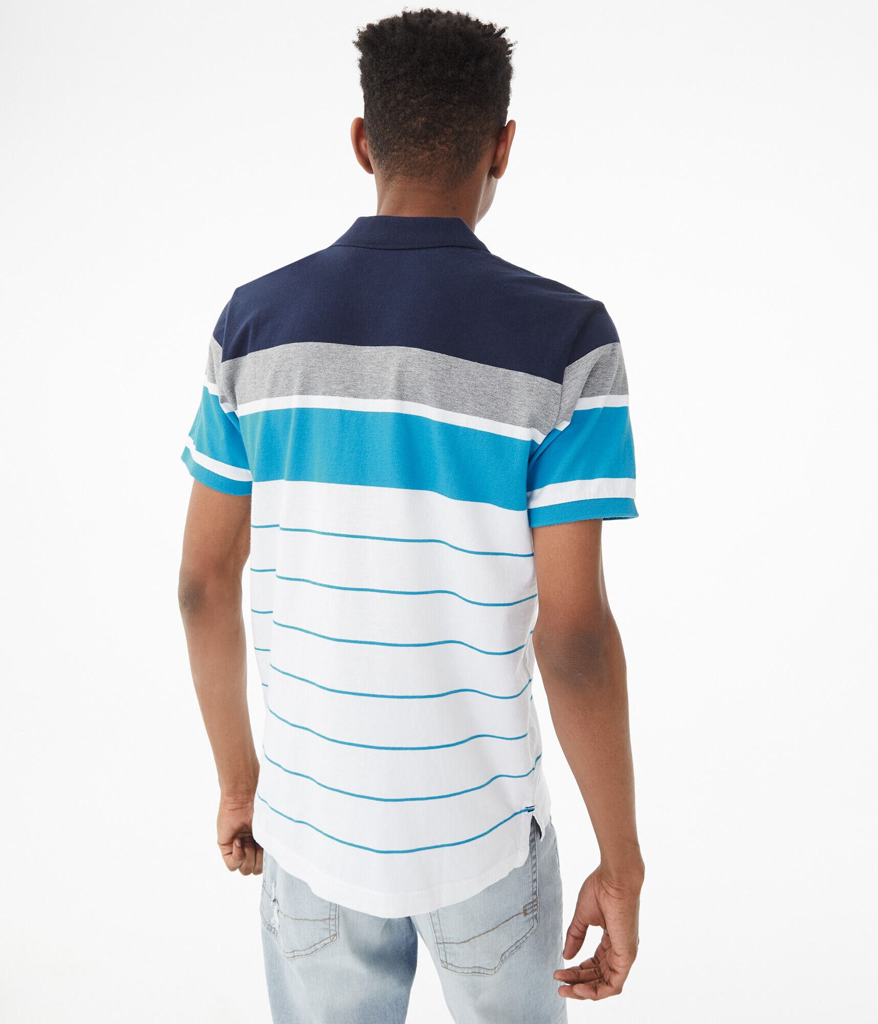 Colorblocked Stripe Jersey Polo