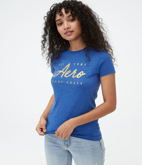 Aero East Coast Glitter Graphic Tee Aero East Coast Glitter Graphic Tee