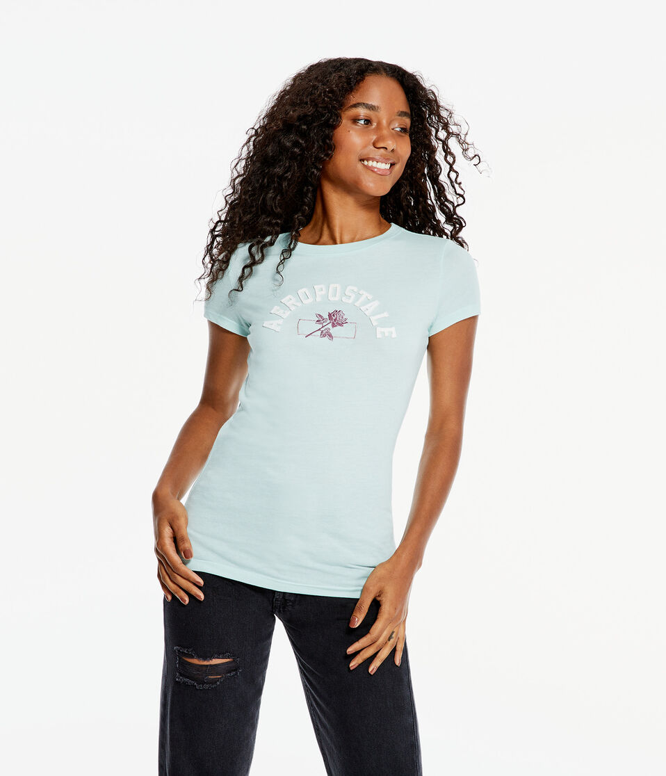 Aeropostale Arch Rose Appliqué Graphic Tee