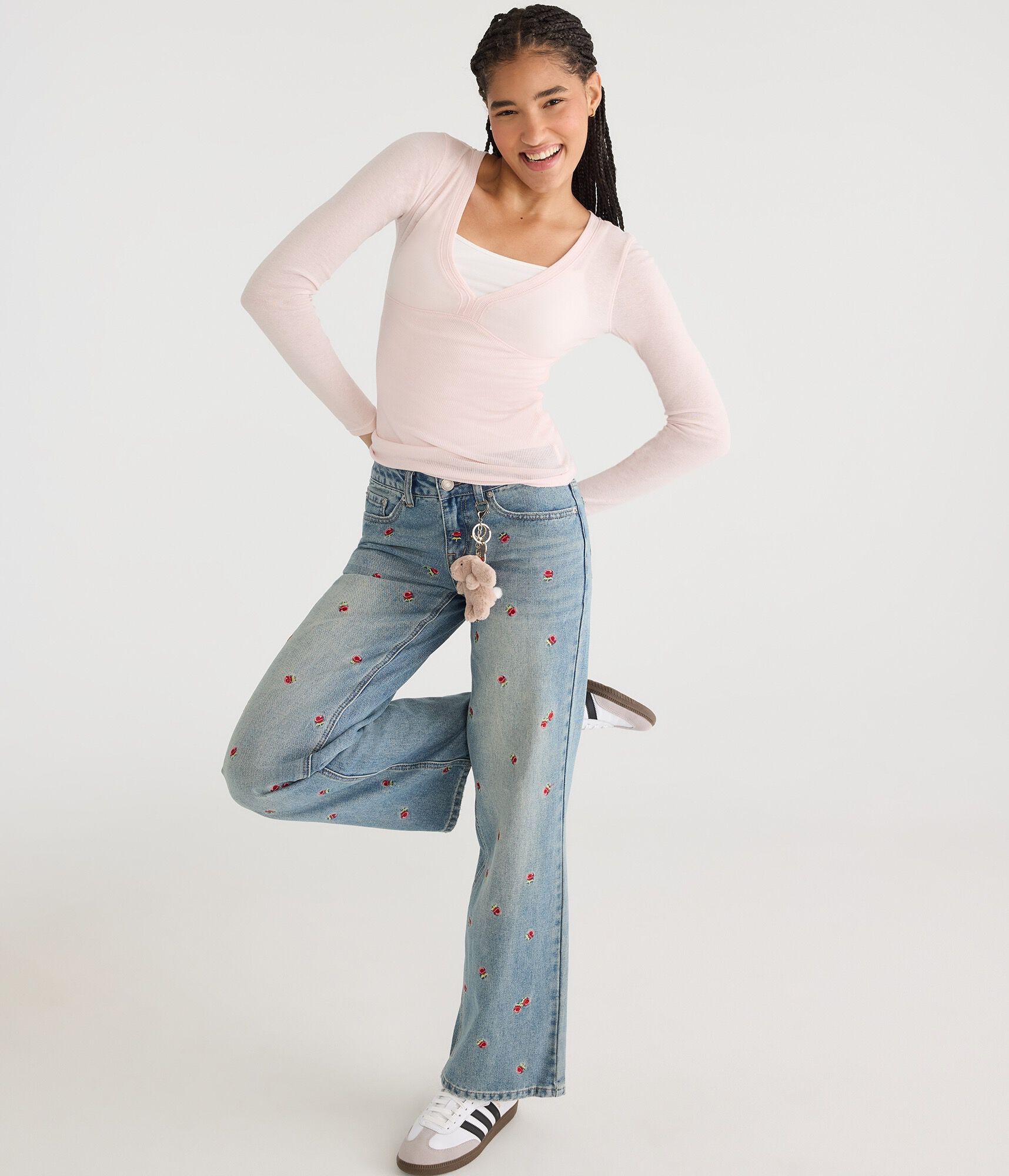 Long Sleeve Ribbed V-Neck Tee