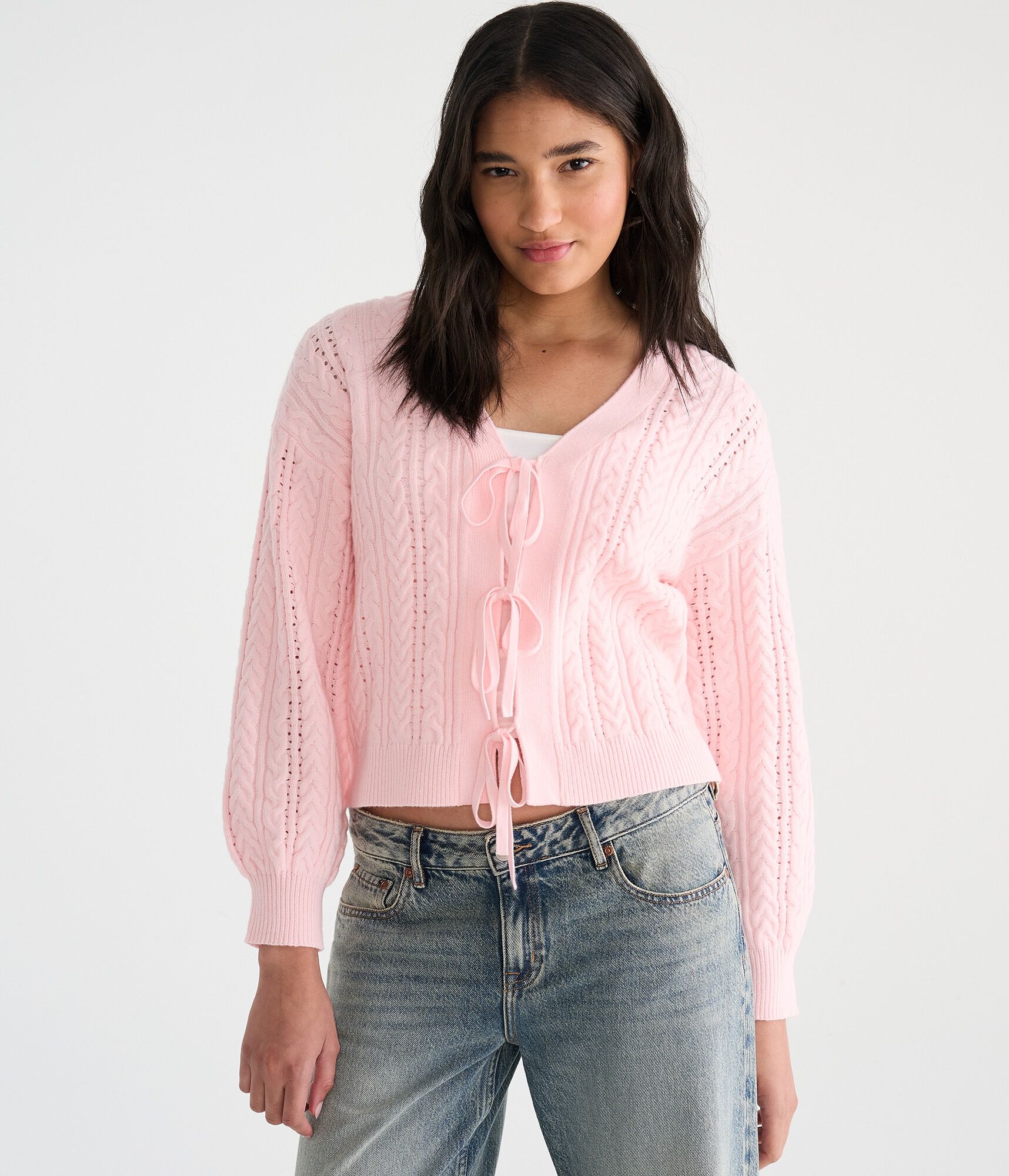 Cable Reversible Tie Cardigan