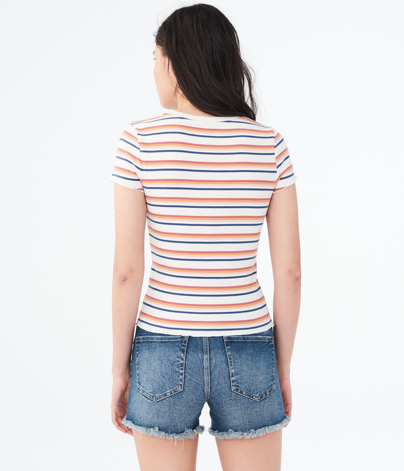 Striped Lettuce-Trim Tee