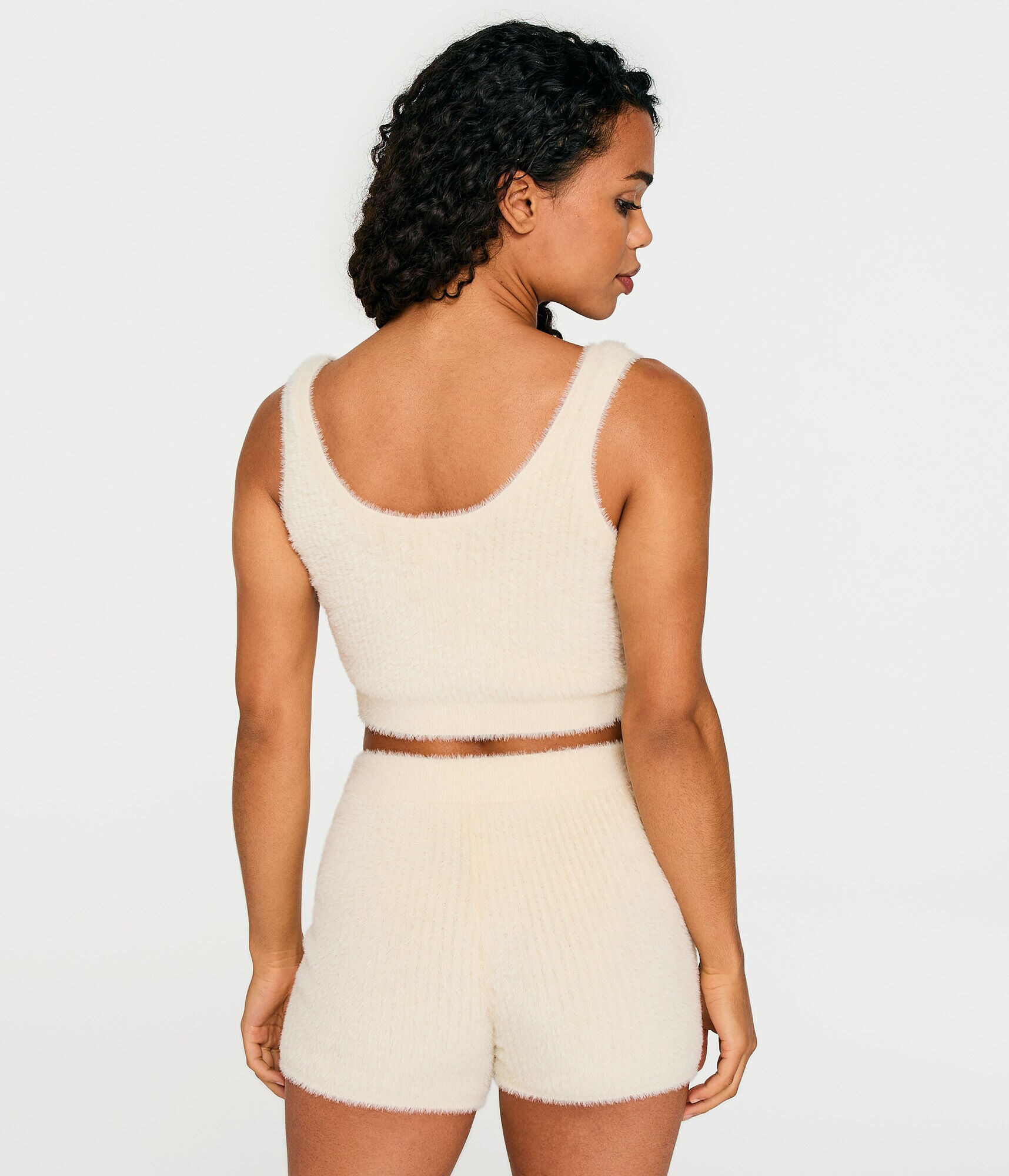 Fuzzy Cropped Scoop-Neck Tank