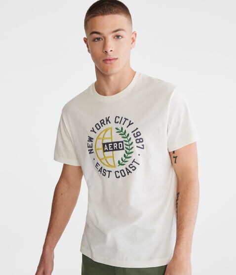 Aero East Coast Globe Appliqué Graphic Tee Aero East Coast Globe Appliqué Graphic Tee