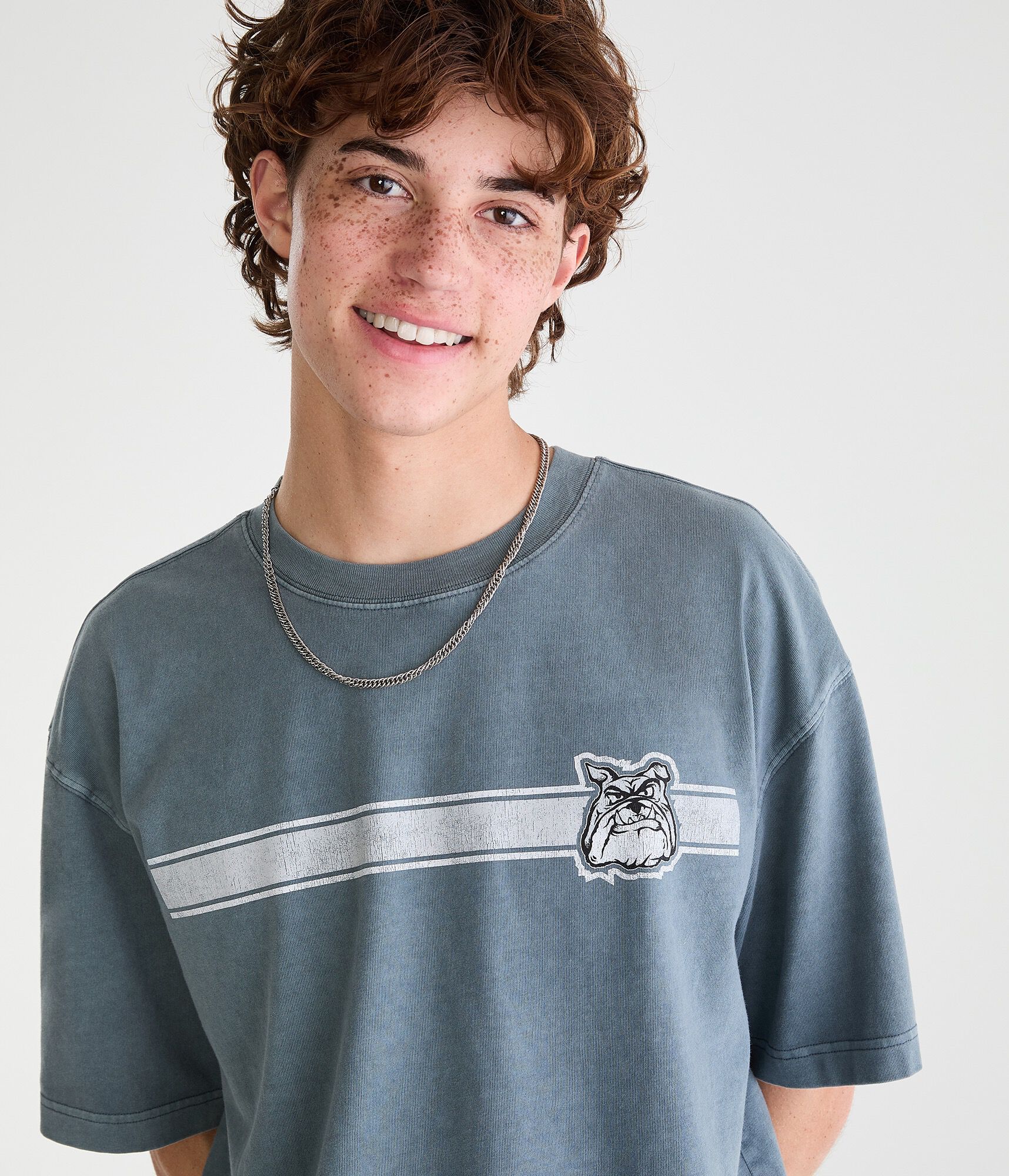 Bulldog Stripe Washed Graphic Tee