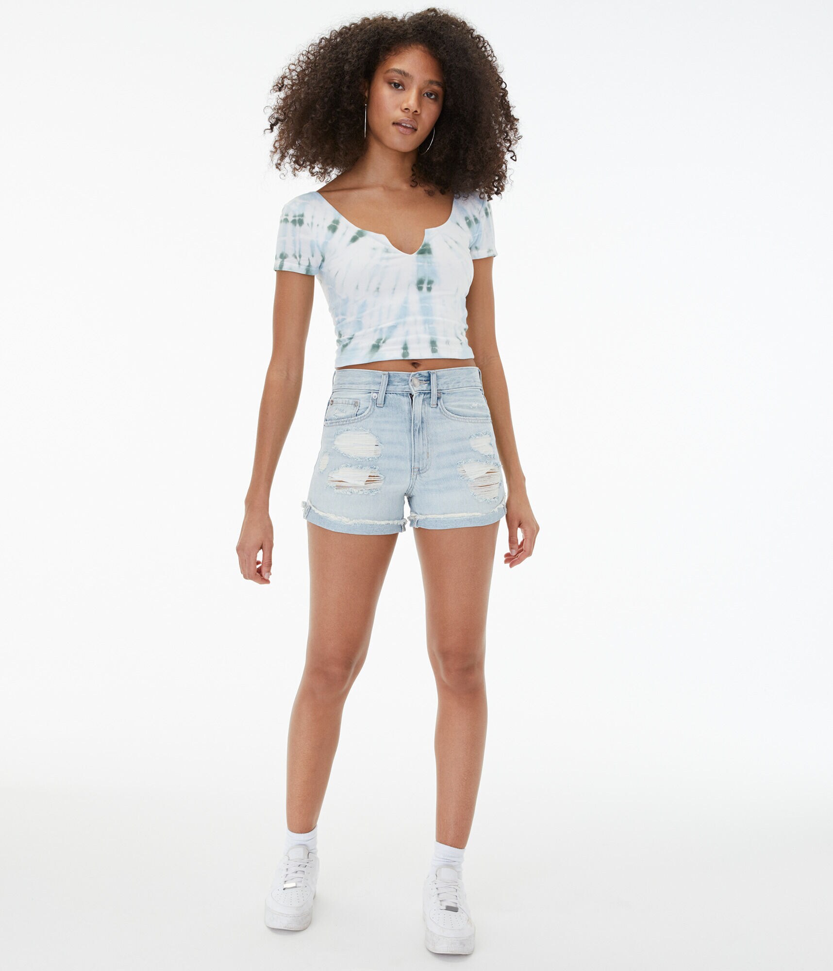 High-Rise Denim Mom Shorts