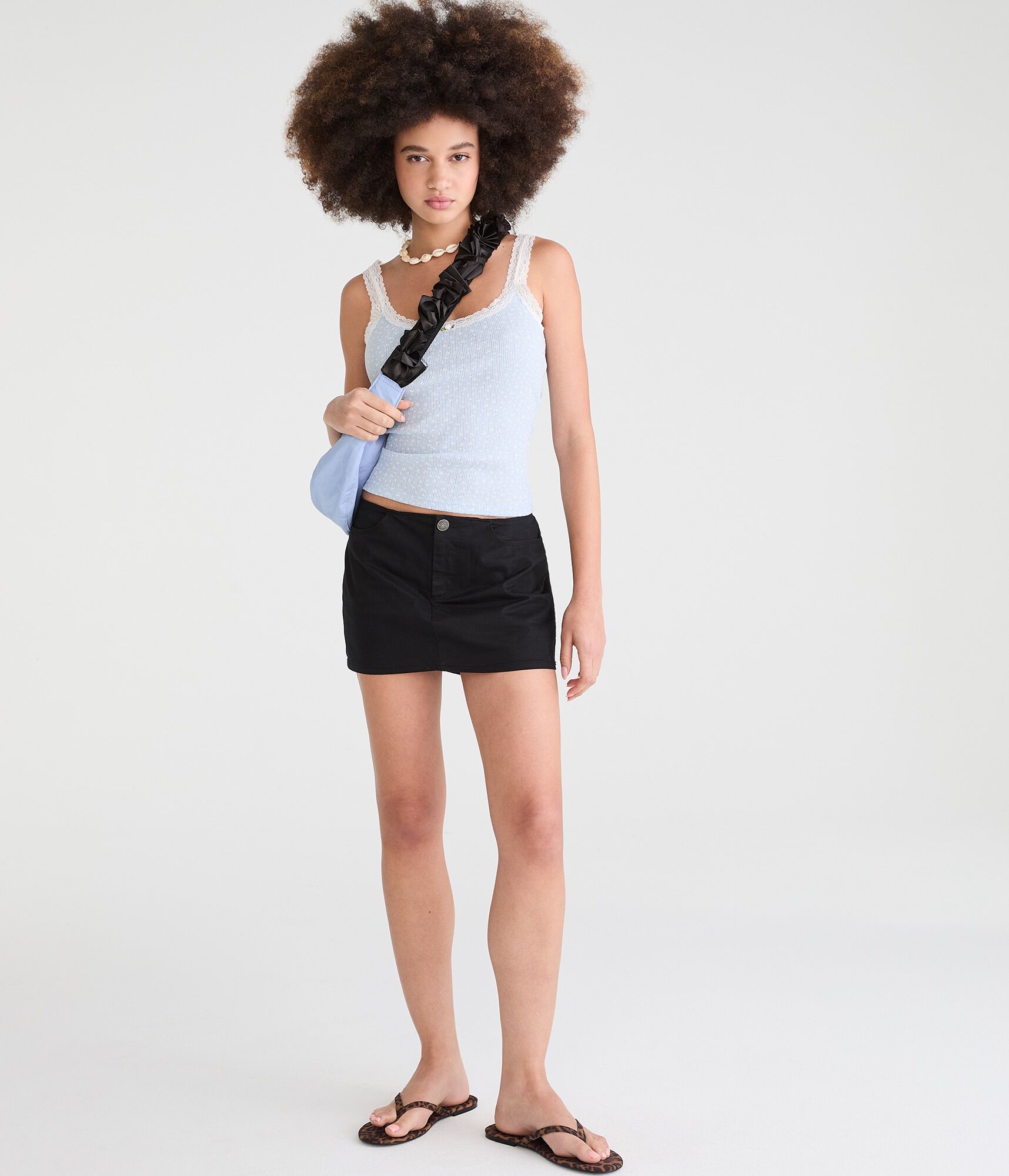 Low-Rise Twill Mini Skirt