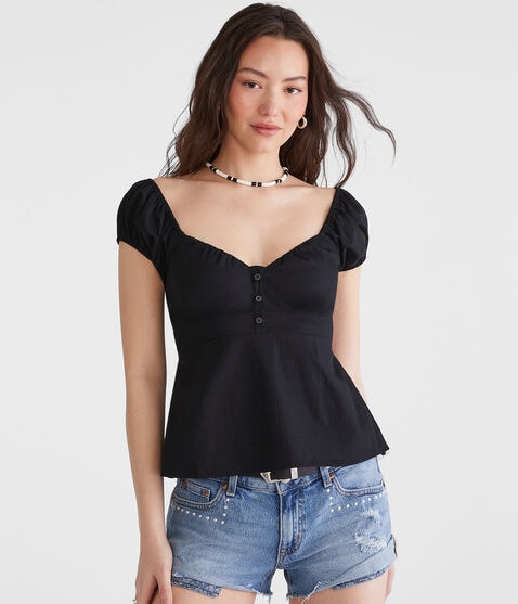 Tonal Stripe V-Neck Babydoll Top Tonal Stripe V-Neck Babydoll Top
