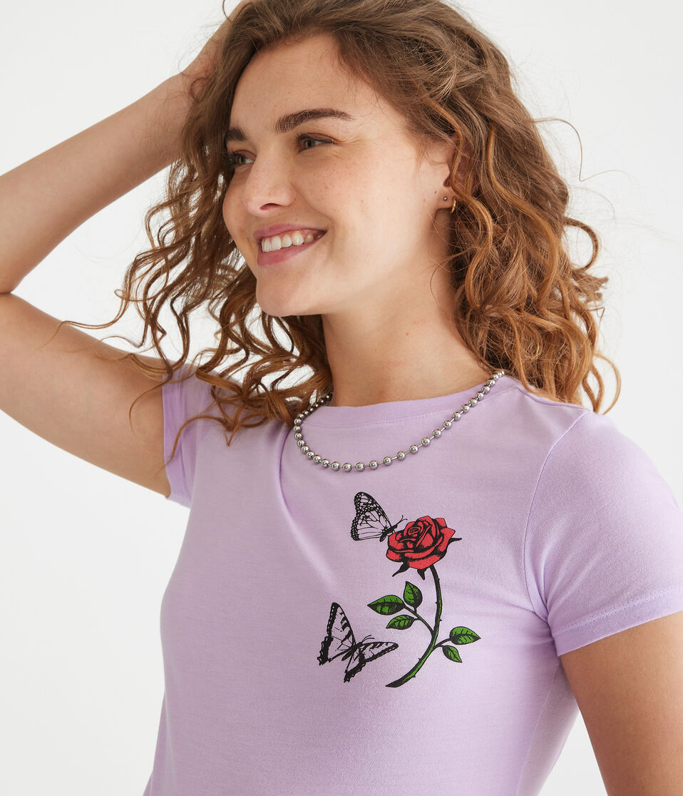 Rose & Butterflies Graphic Tee