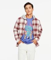 Long Sleeve Plaid Flannel Hooded Button-Down Shirt