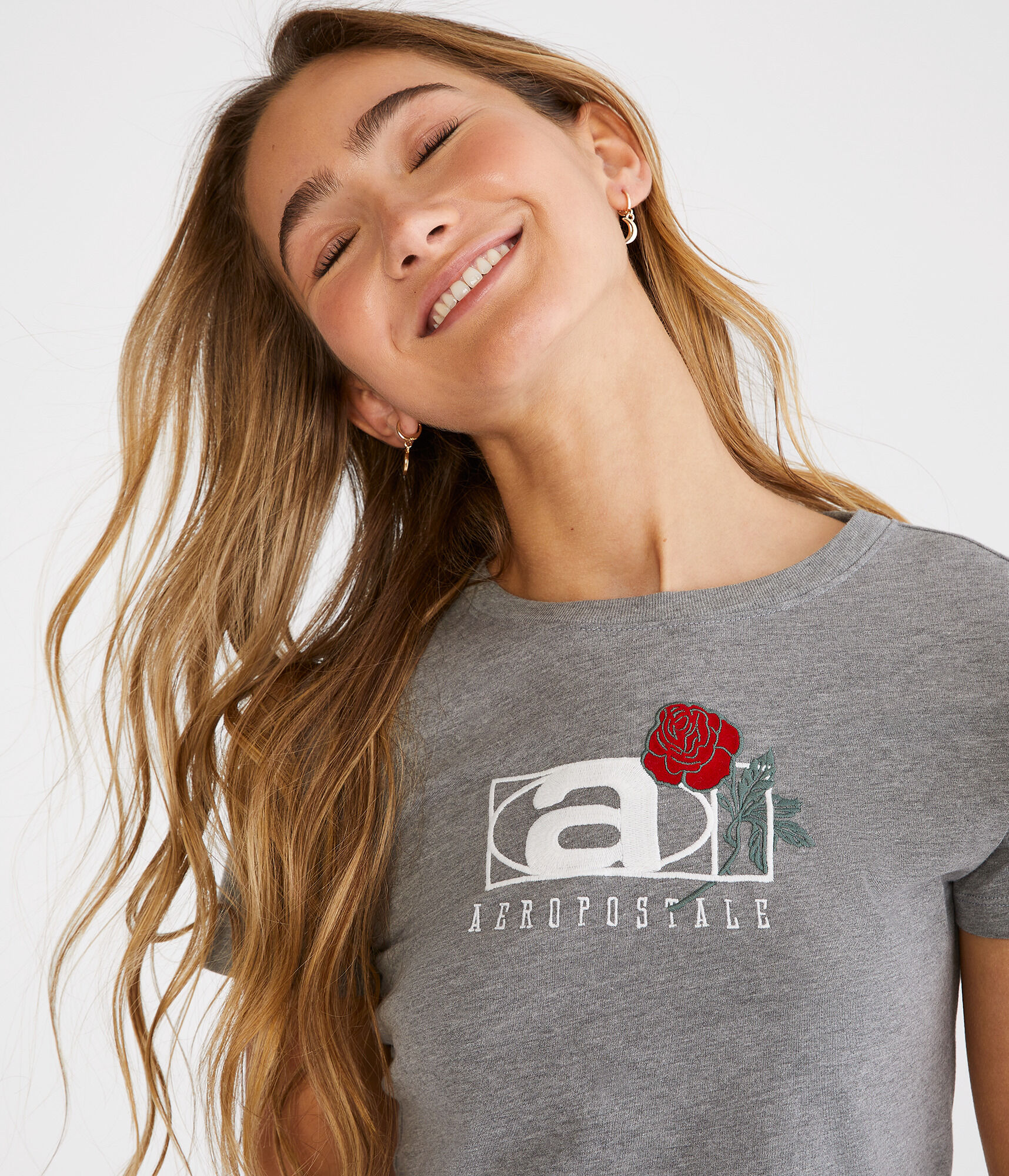 Aeropostale Rose Box Logo Graphic Tee