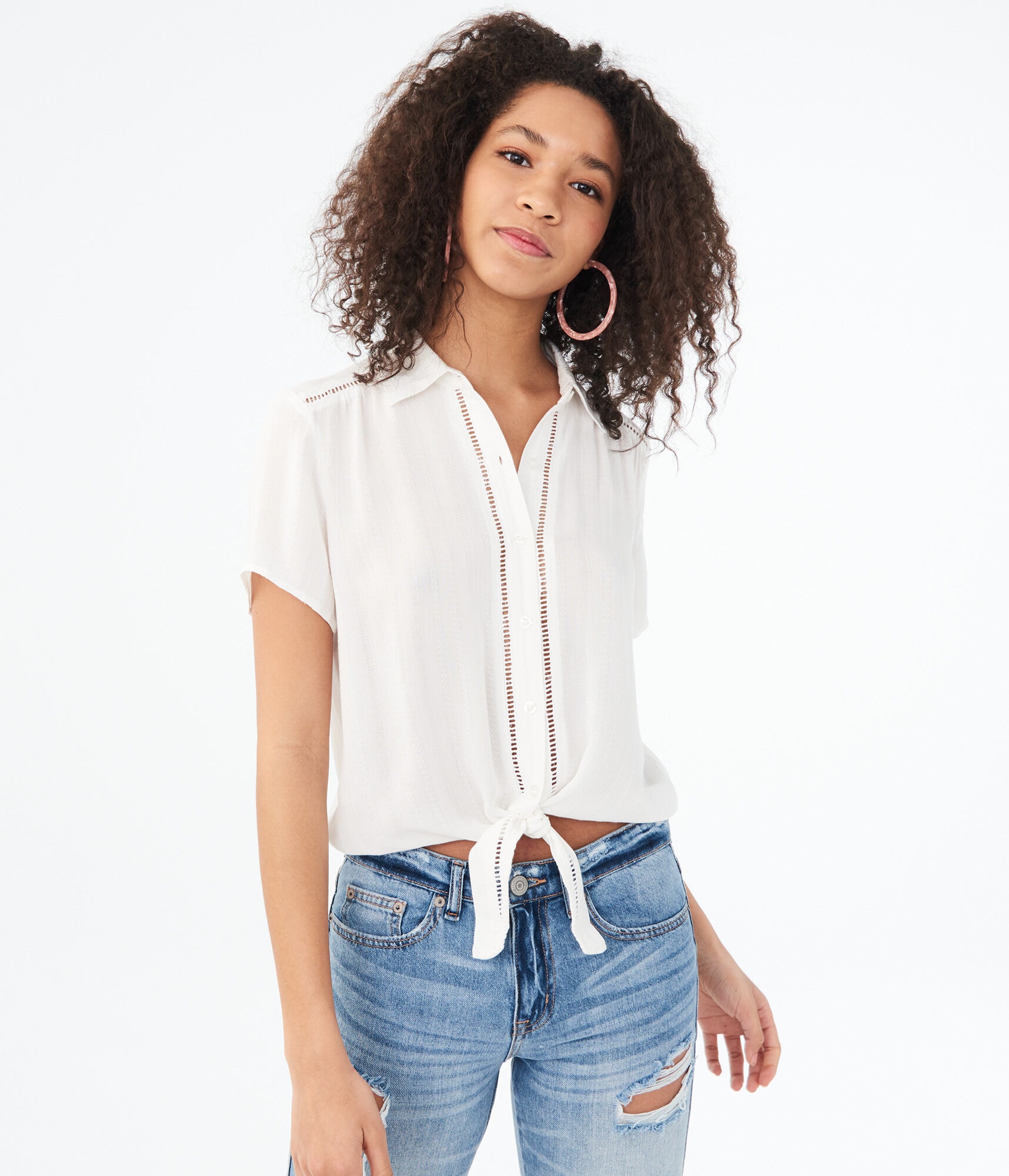 Tie-Front Woven Top