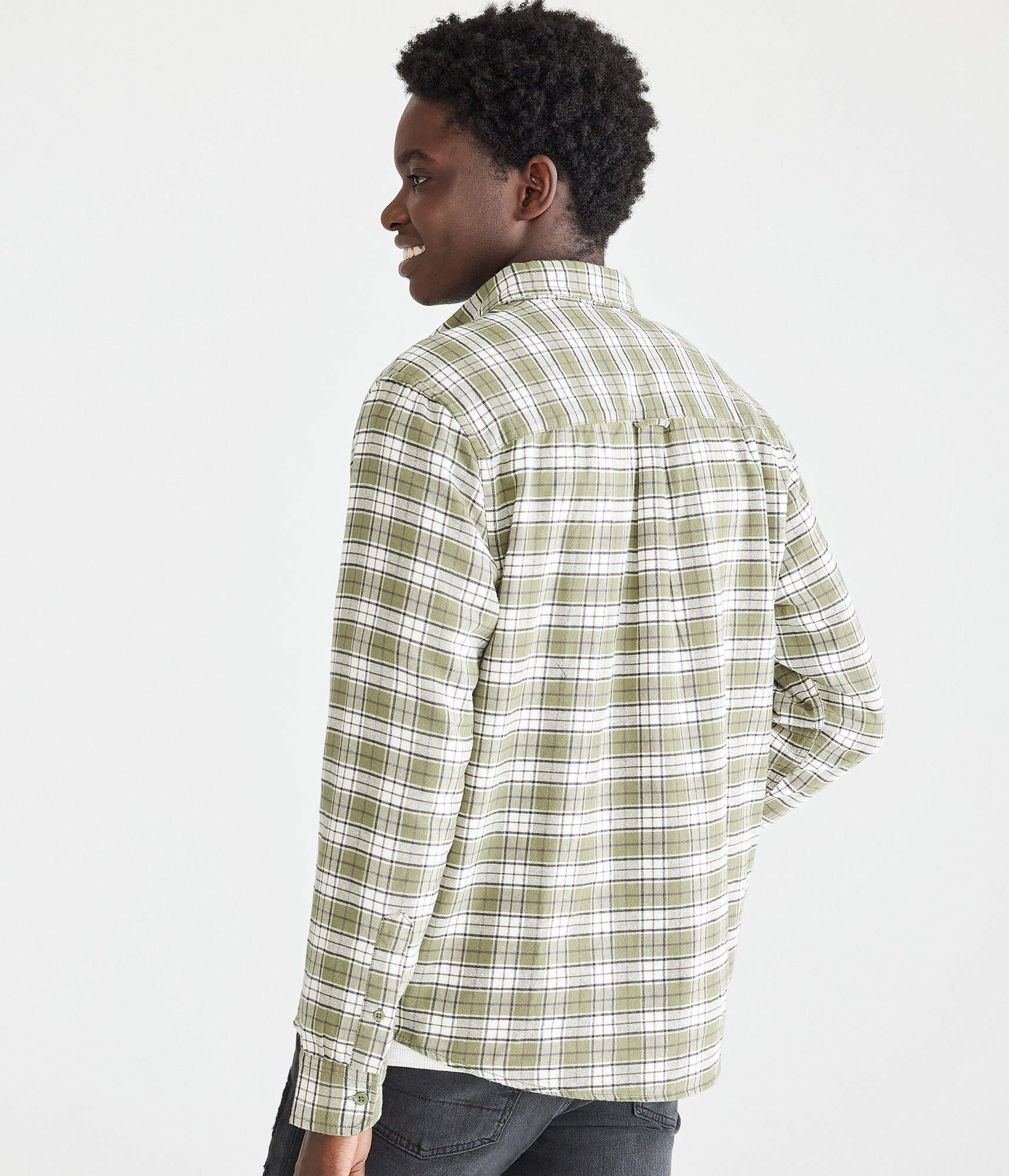 Long Sleeve Relaxed Plaid Oxford Shirt