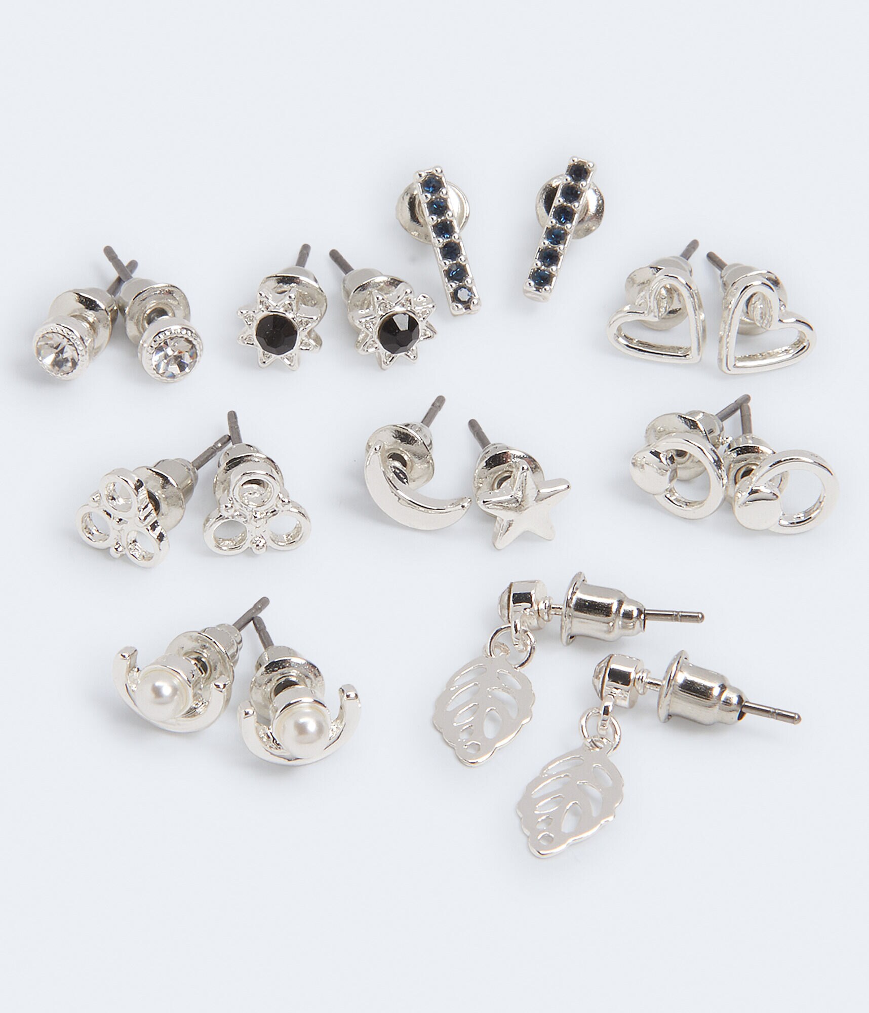 Moon &amp; Star Stud Earring 9-Pack