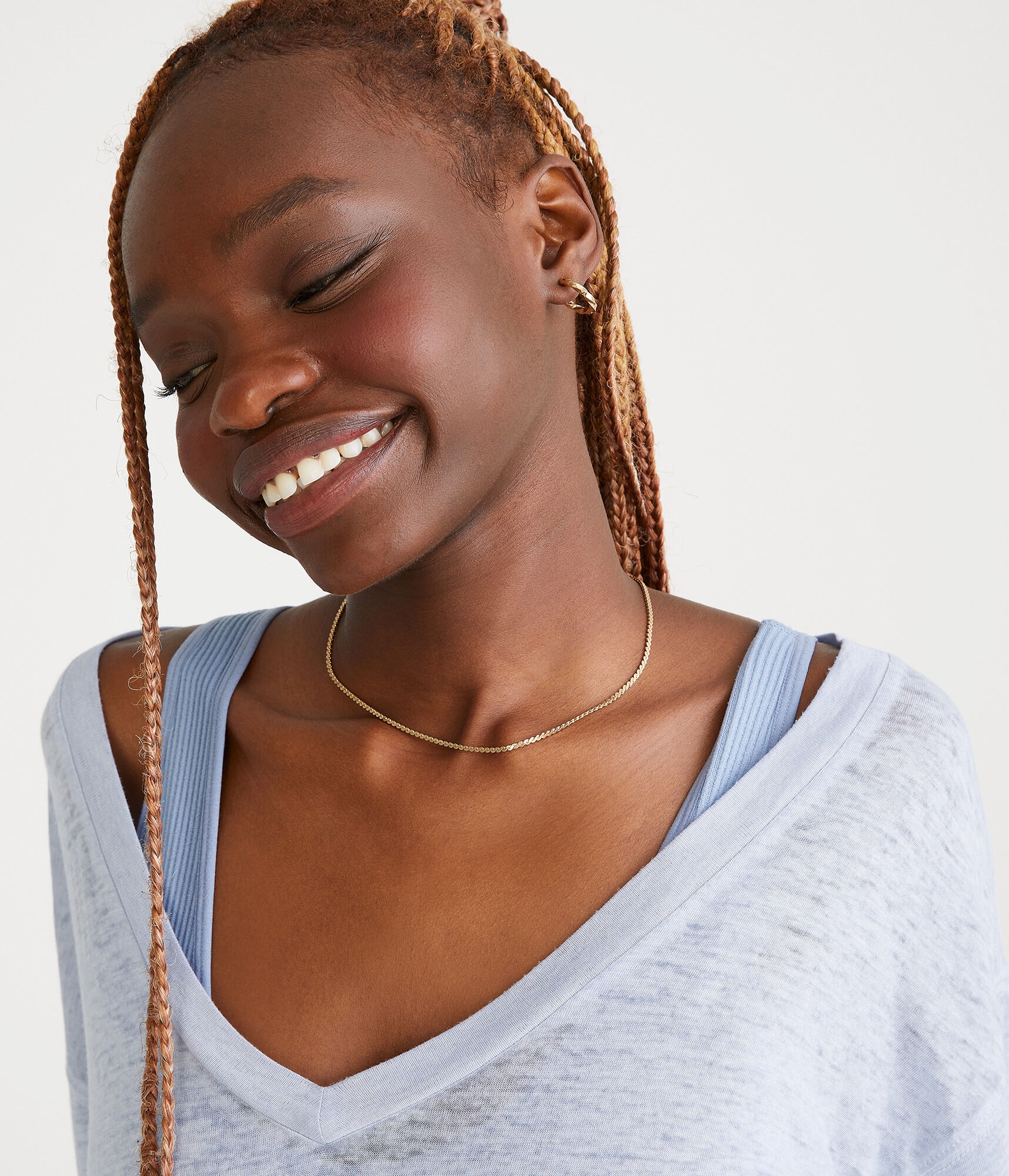 Long Sleeve Washed Loose Fit V-Neck Tee