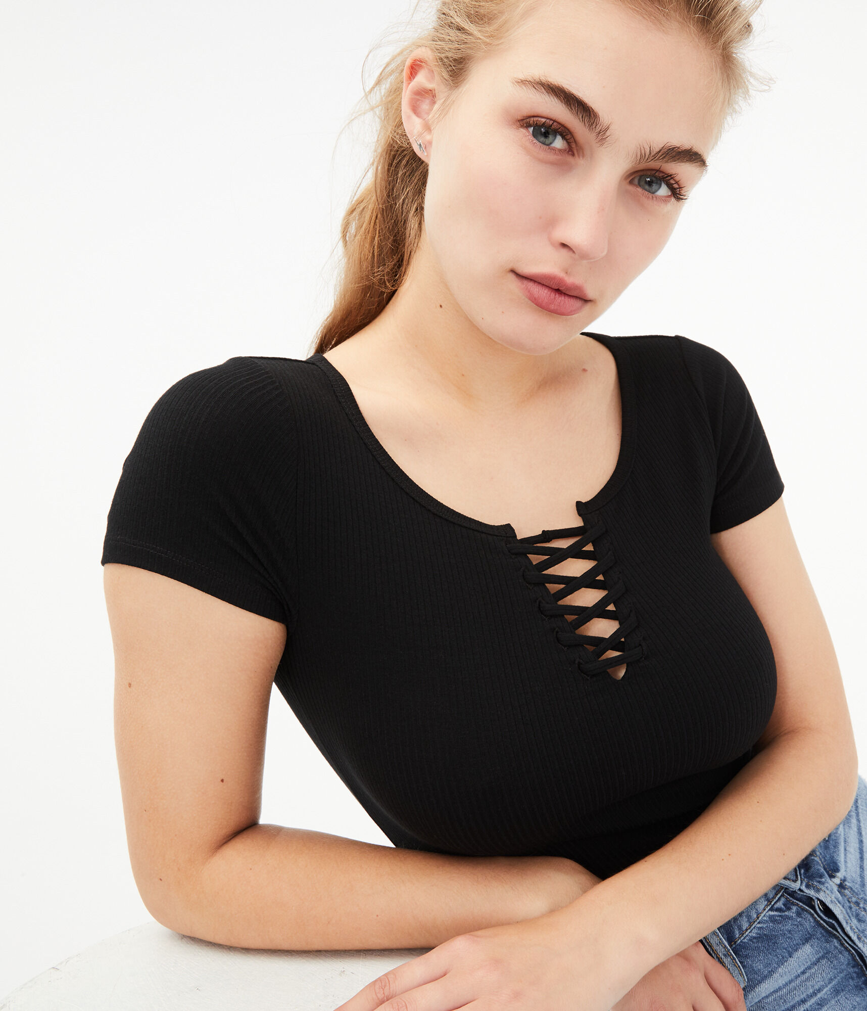 Seriously Soft Lace-Up Bodycon Top