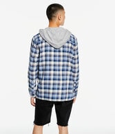 Long Sleeve Plaid Flannel Hooded Button-Down Shirt