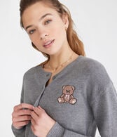 Teddy Bear Buttoned Crew Cardigan