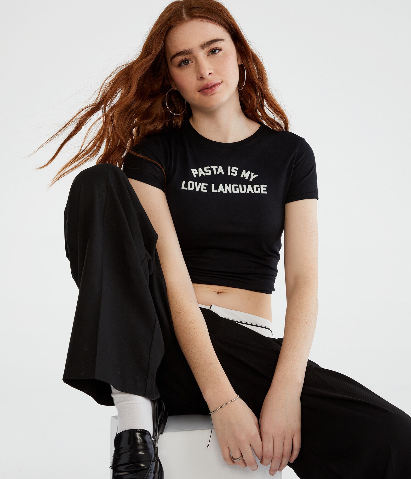 Pasta Is My Love Language Flocked Graphic Tee