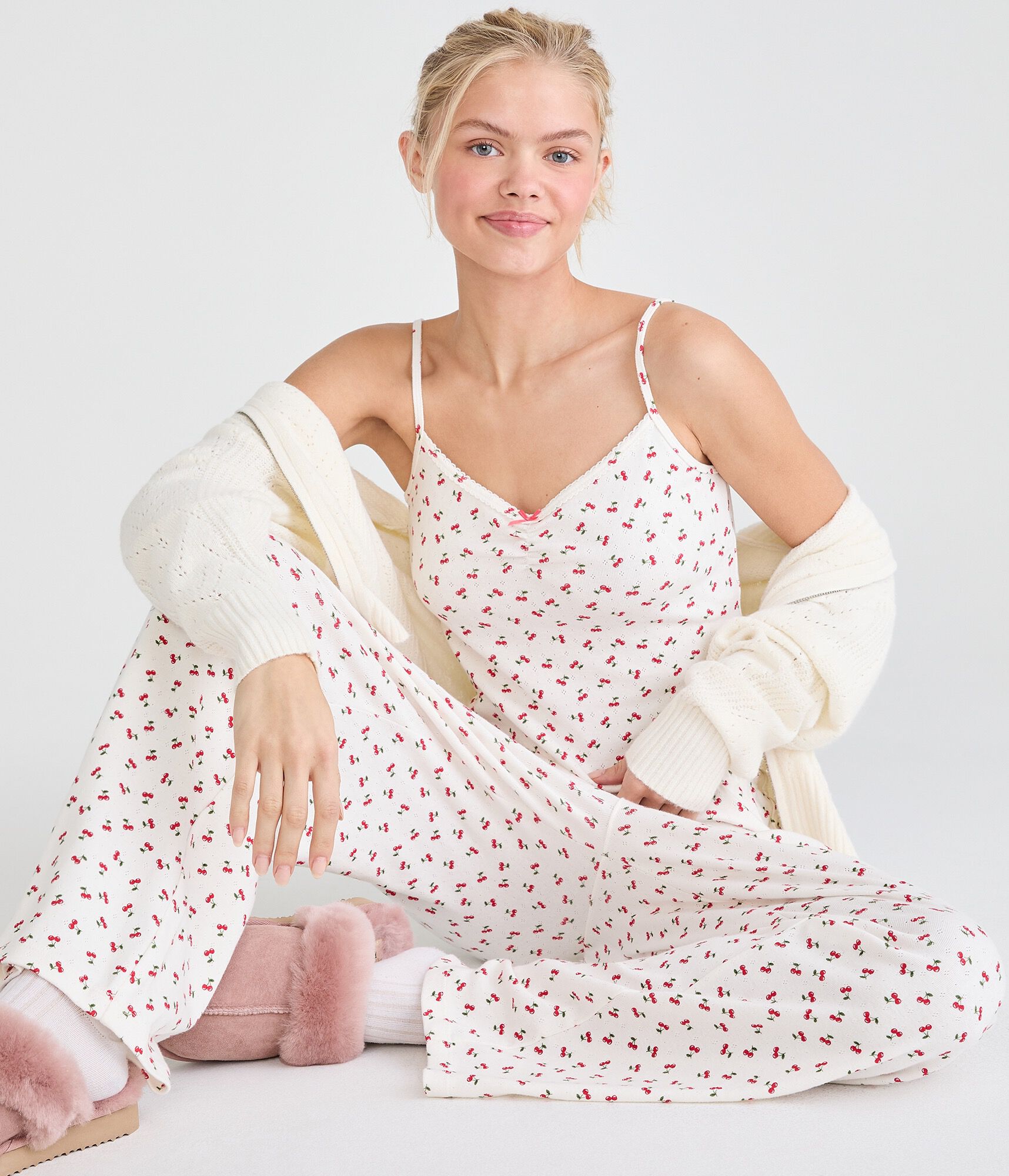 Cherry Pointelle Sleep Tank