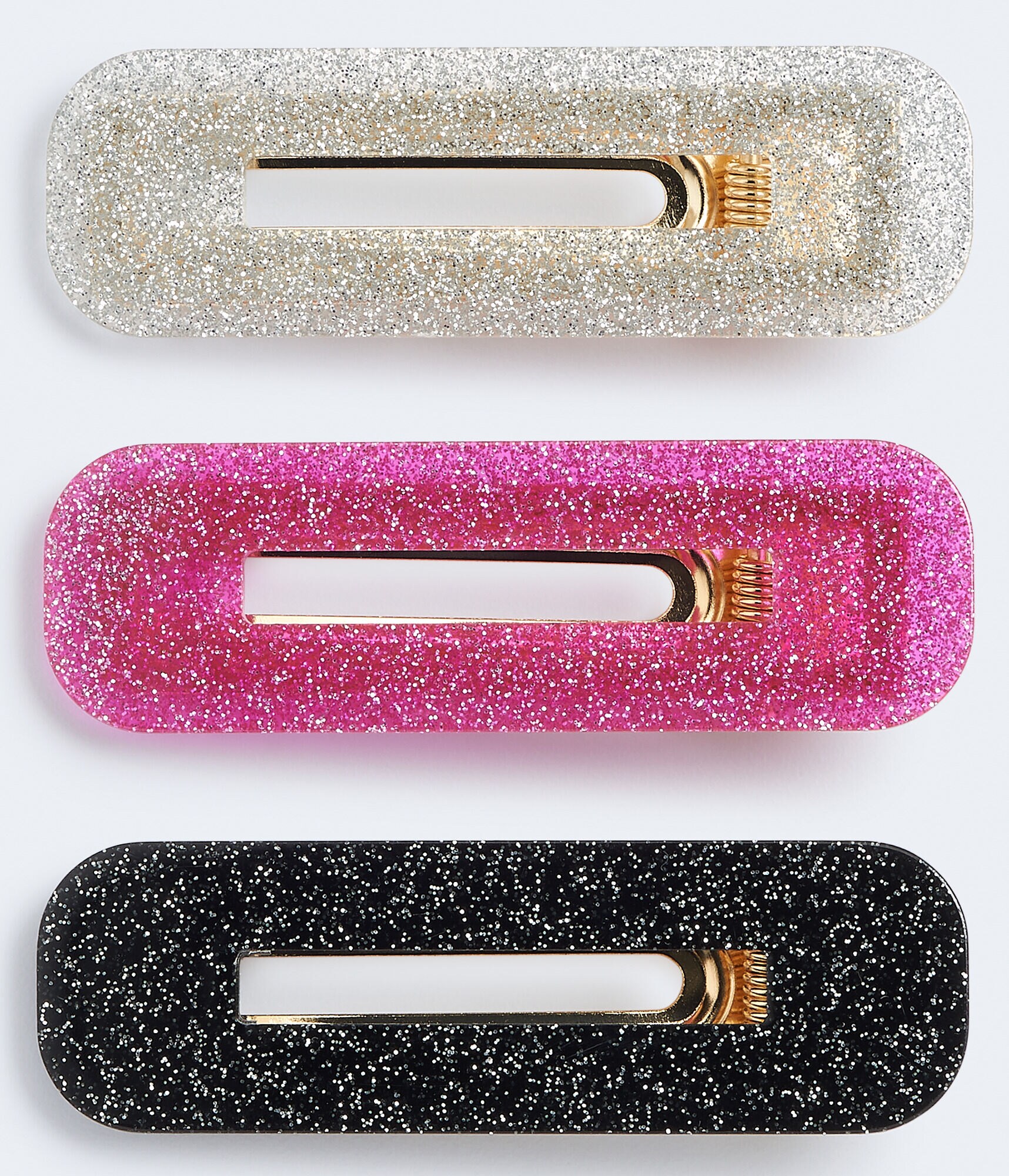 Rectangular Glitter Hair Slide 3-Pack