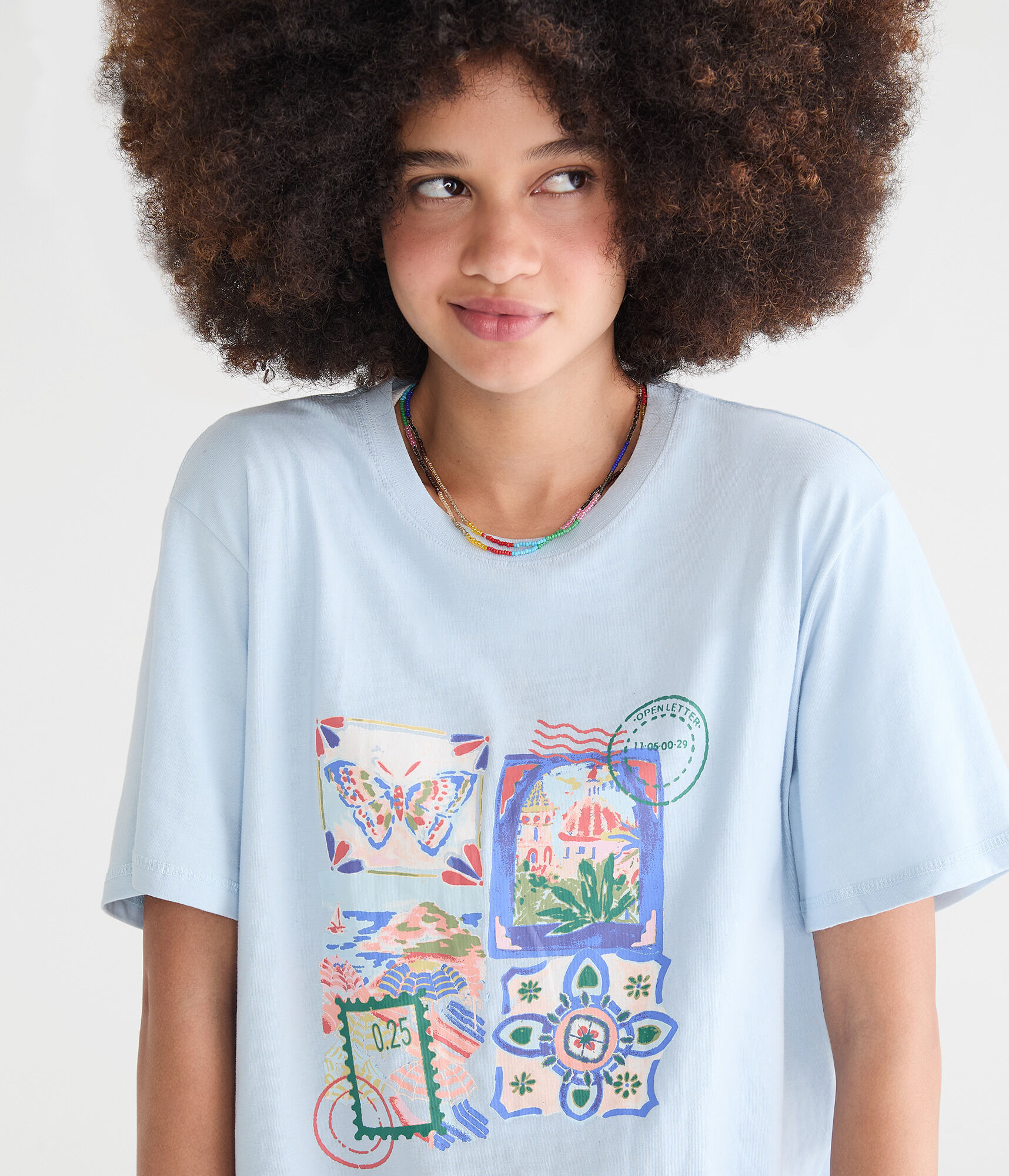 Travel Postcards Oversized Graphic Tee