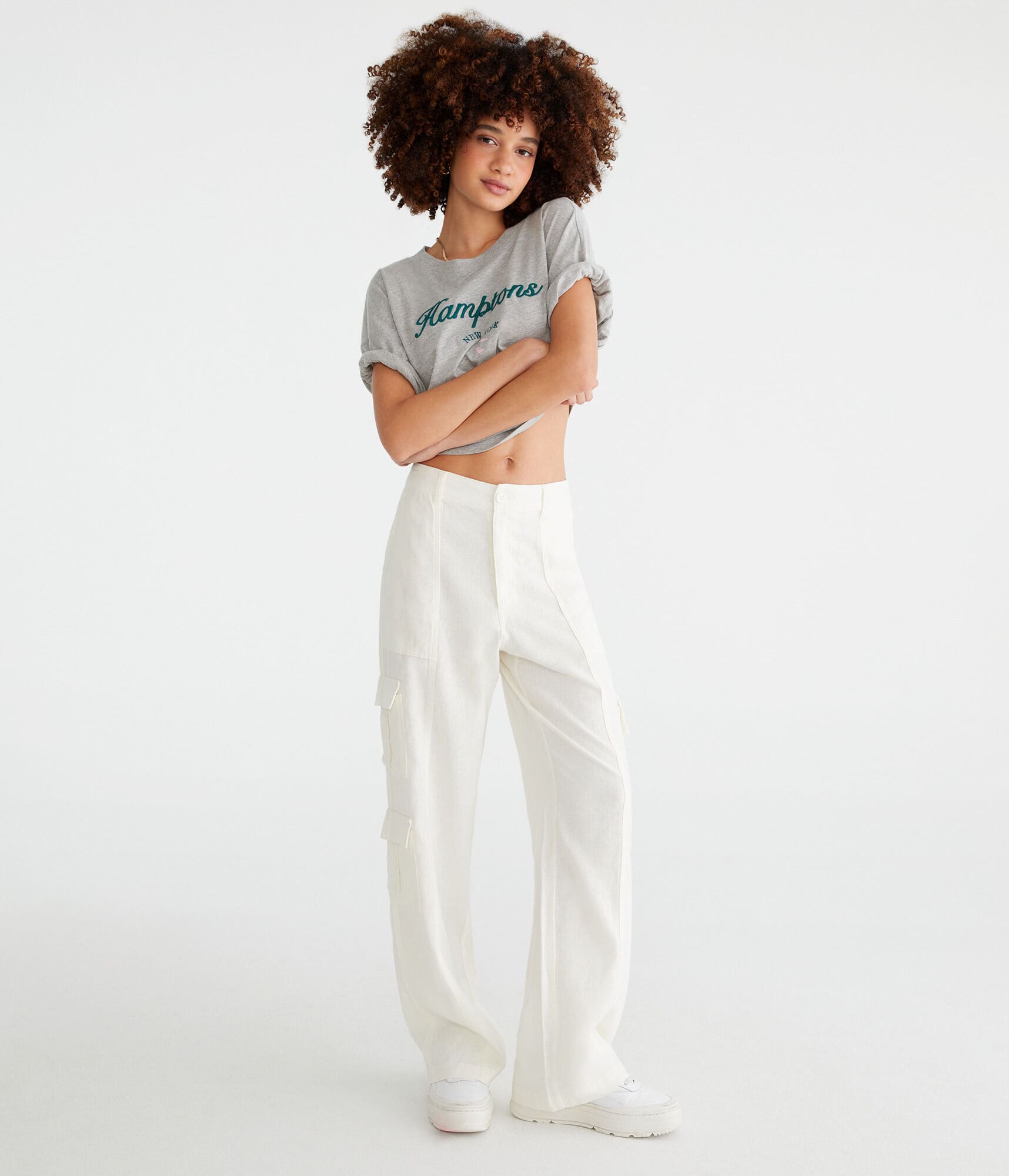 Linen Wide Leg Cargo Pants