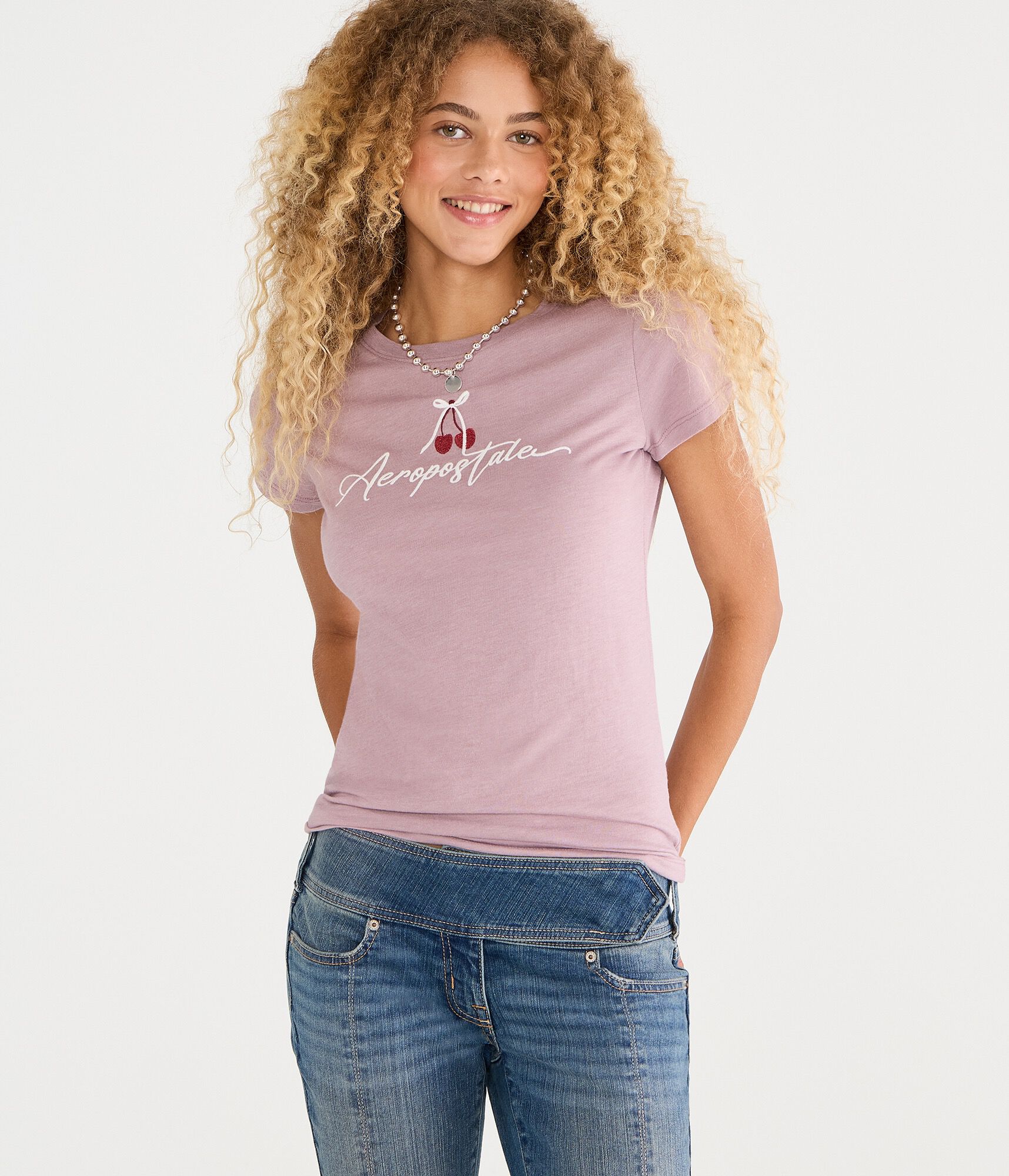Aeropostale Metallic Cherries Graphic Tee