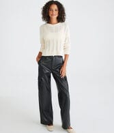 Ribbed Cropped Crew Sweater