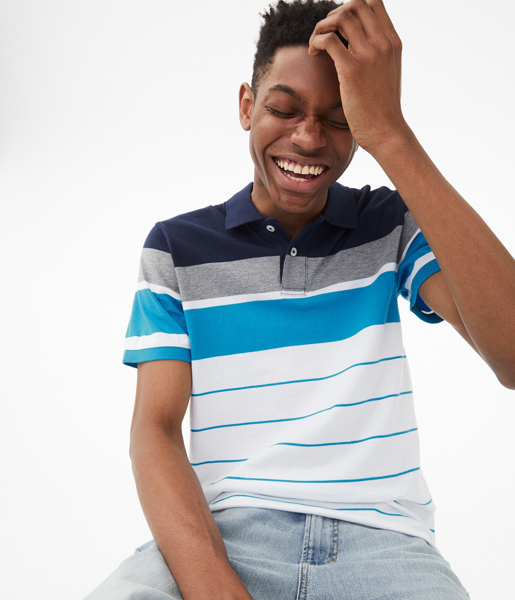 Colorblocked Stripe Jersey Polo